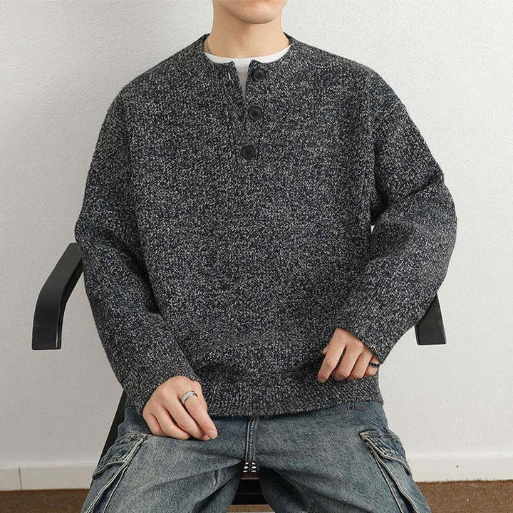 Maglione lavorato a maglia a maniche lunghe da uomo, caldo, invernale, con scollo a V, bottoni e design a coste , Buddha Stones - image 23