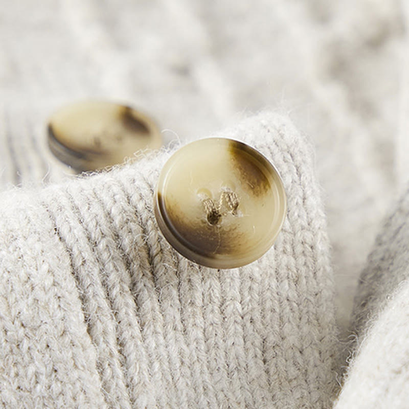 Maglione invernale da uomo a maniche lunghe con scollo rotondo e tre bottoni, modello intrecciato, motivo Buddha Stones - image 7