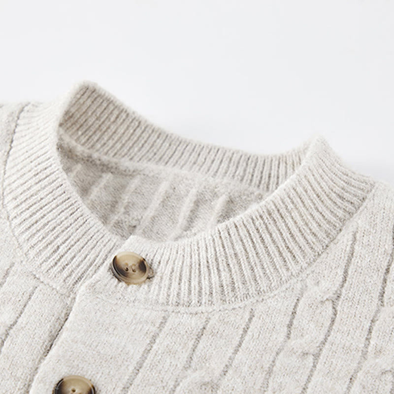 Maglione invernale da uomo a maniche lunghe con scollo rotondo e tre bottoni, modello intrecciato, motivo Buddha Stones - image 6