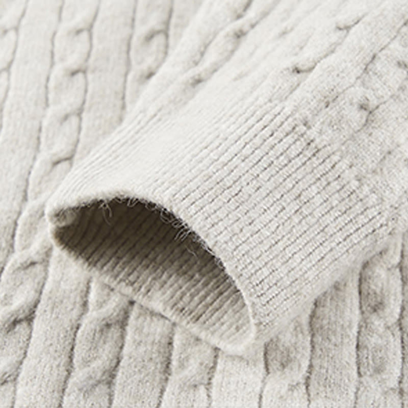 Maglione invernale da uomo a maniche lunghe con scollo rotondo e tre bottoni, modello intrecciato, motivo Buddha Stones - image 8