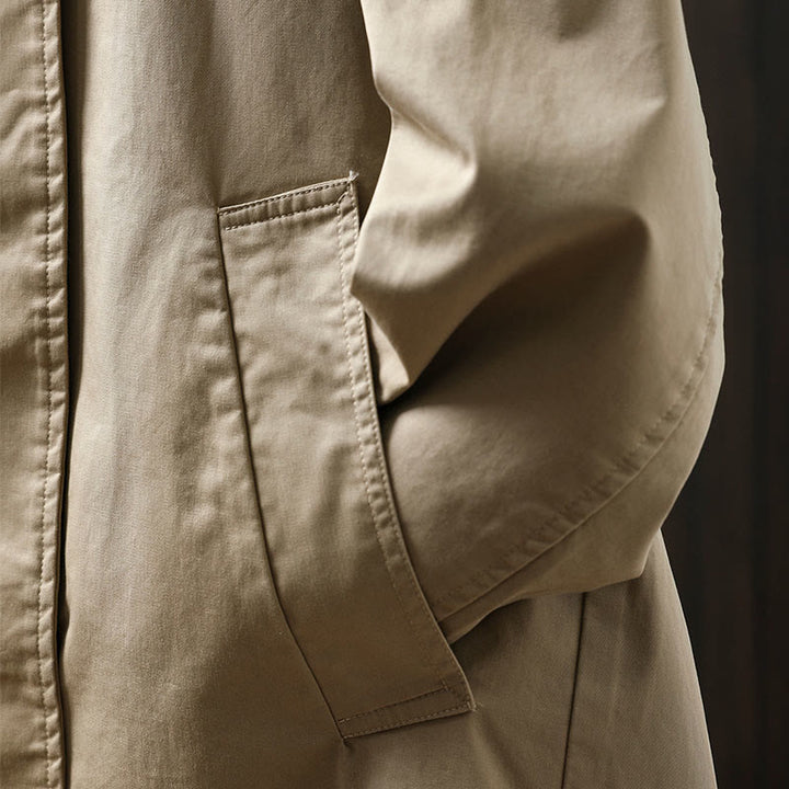 Giacca da donna in cotone di media lunghezza con bottoni autunnali, maniche lunghe e tasche , Buddha Stones - image 9