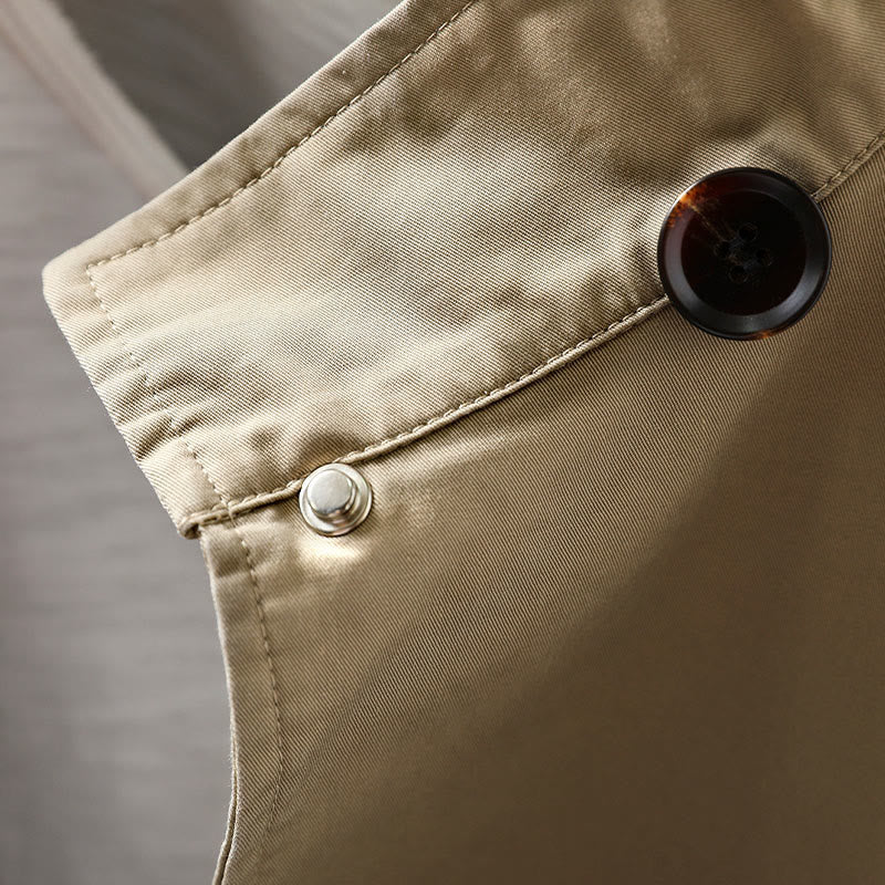 Giacca da donna in cotone di media lunghezza con bottoni autunnali, maniche lunghe e tasche , Buddha Stones - image 7