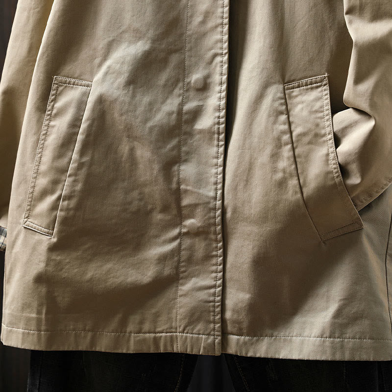 Giacca da donna in cotone di media lunghezza con bottoni autunnali, maniche lunghe e tasche , Buddha Stones - image 8