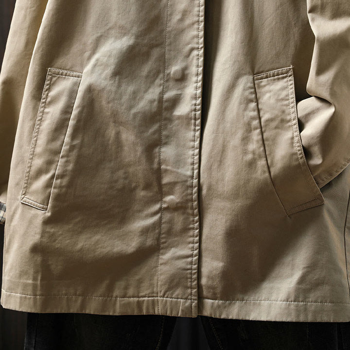 Giacca da donna in cotone di media lunghezza con bottoni autunnali, maniche lunghe e tasche , Buddha Stones - image 8