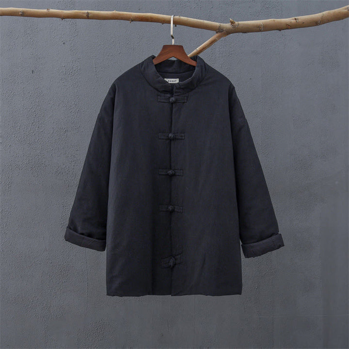 Giacca termica invernale da donna in cotone a maniche lunghe con bottoni a rana Buddha Stones e tasche - image 17