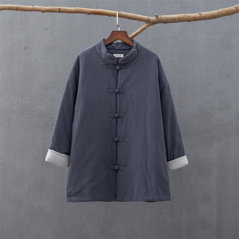 Giacca termica invernale da donna in cotone a maniche lunghe con bottoni a rana Buddha Stones e tasche - image 31