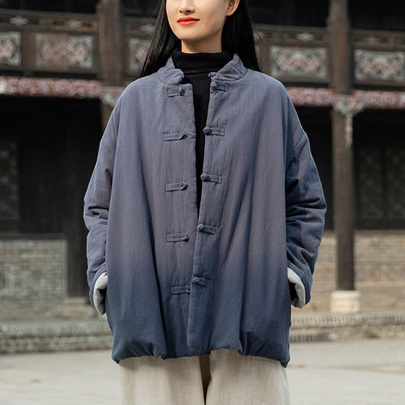 Giacca termica invernale da donna in cotone a maniche lunghe con bottoni a rana Buddha Stones e tasche - image 30