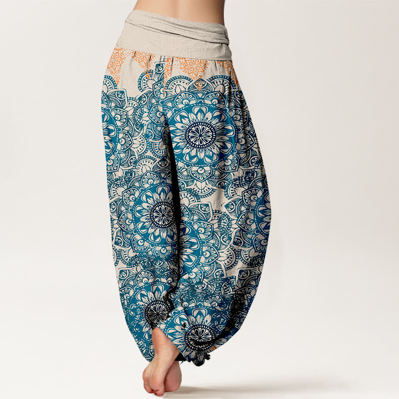 Pantaloni harem da donna in cotone elasticizzato con motivo mandala triangolare in puro cotone Buddha Stones - image 7