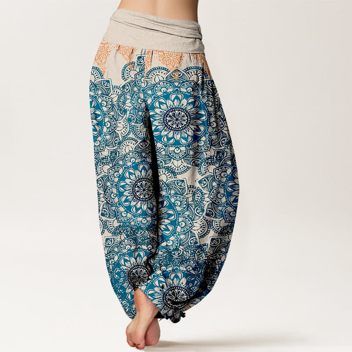 Pantaloni harem da donna in cotone elasticizzato con motivo mandala triangolare in puro cotone Buddha Stones - image 7