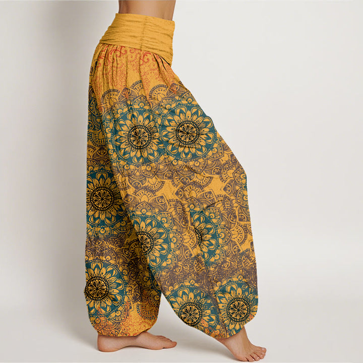 Pantaloni harem da donna in cotone elasticizzato con motivo mandala triangolare in puro cotone Buddha Stones - image 12
