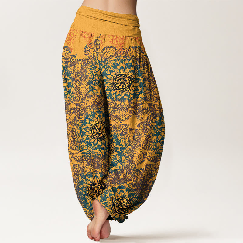 Pantaloni harem da donna in cotone elasticizzato con motivo mandala triangolare in puro cotone Buddha Stones - image 13