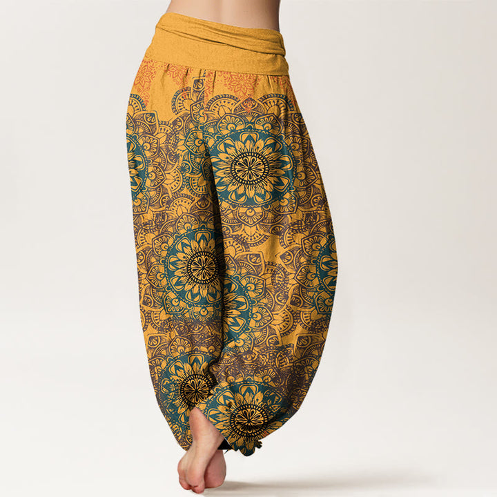 Pantaloni harem da donna con elastico in vita, in cotone, con motivi mandala triangolari e Buddha Stones - image 12