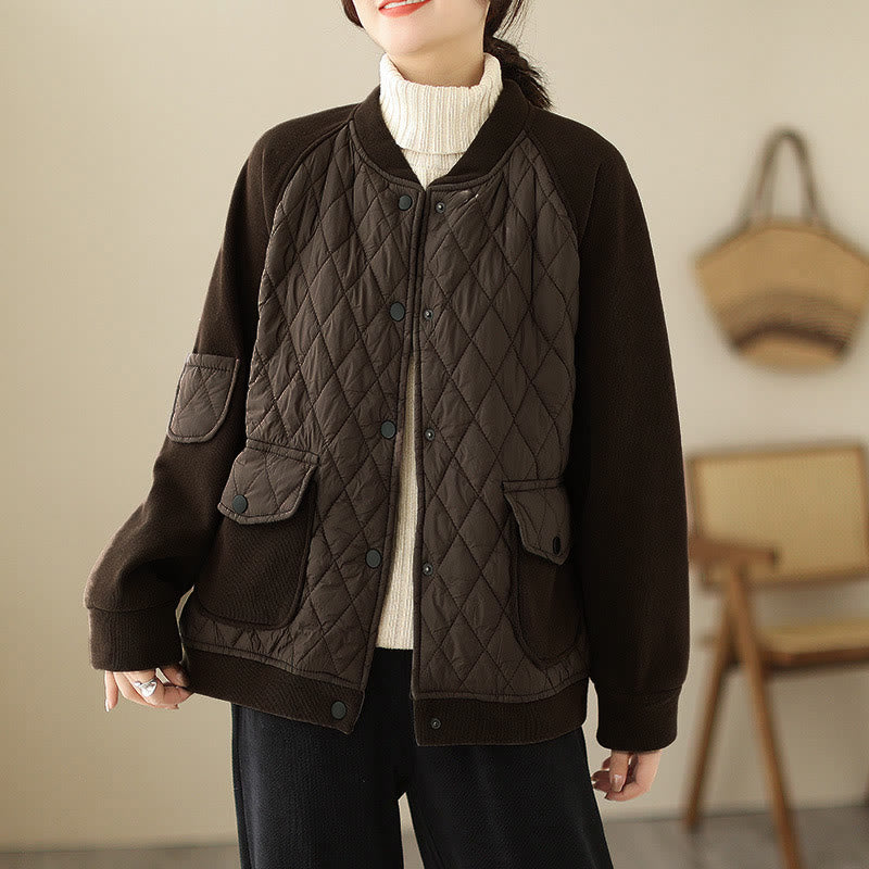 Giacca da donna a maniche lunghe con tasche e motivo a rombi Buddha Stones - Marrone sella - US8-10, UK/AU12-14, EU40-42 (2XL) - image 0