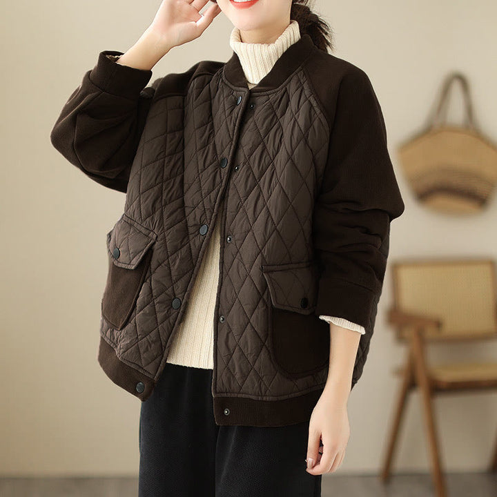 Giacca da donna a maniche lunghe con tasche e motivo a rombi Buddha Stones - image 1