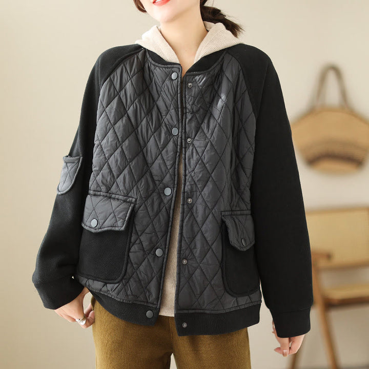 Giacca da donna a maniche lunghe con tasche e motivo a rombi Buddha Stones - Nero - US8-10, UK/AU12-14, EU40-42 (2XL) - image 11