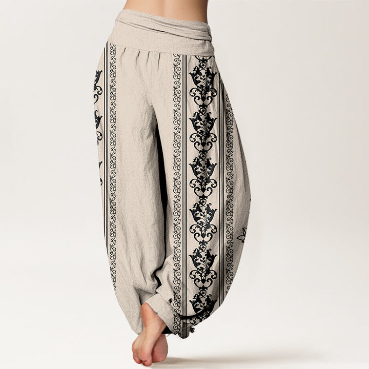 Pantaloni harem da donna con elastico in vita, motivo Buddha Stones Cotton Lotus Flowers Double Dorje Vajra Namaste Om - image 12