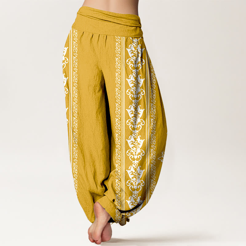 Pantaloni harem da donna con elastico in vita, in puro cotone, Buddha Stones e fiori di loto, doppio Dorje, Vajra, Namaste e Om. - image 18
