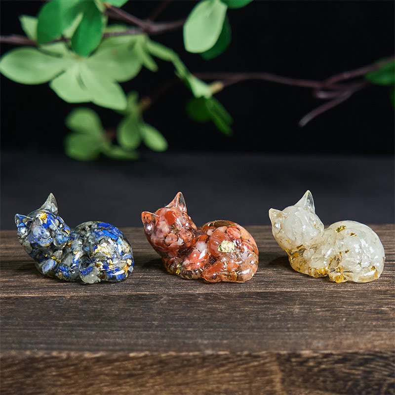 Decorazione positiva per piccoli gatti in resina epossidica con schegge di cristallo Buddha Stones  - image 31