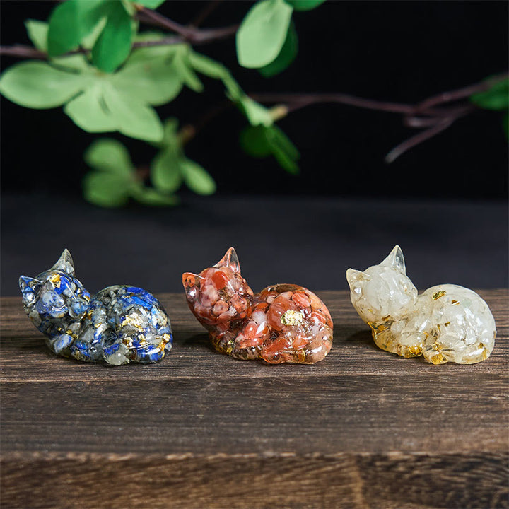 Decorazione positiva per piccoli gatti in resina epossidica con schegge di cristallo Buddha Stones  - image 31