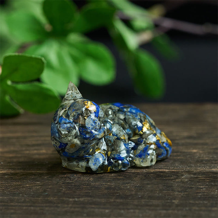 Decorazione positiva per piccoli gatti in resina epossidica con schegge di cristallo Buddha Stones  - image 3