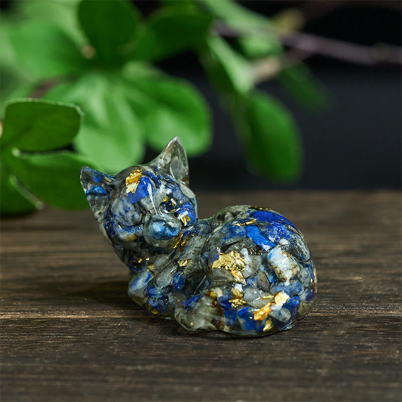 Decorazione positiva per piccoli gatti in resina epossidica con schegge di cristallo Buddha Stones  - image 2