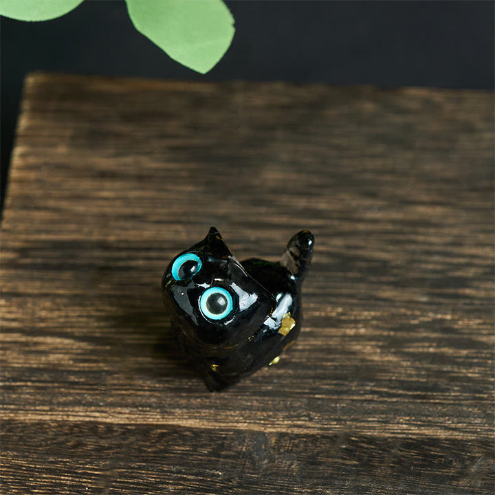 Buddha Stones Statua decorativa di cristallo a forma di gatto in resina con effetto di serenità - image 1