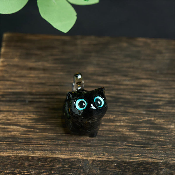 Buddha Stones Statua decorativa di cristallo a forma di gatto in resina con effetto di serenità - image 2