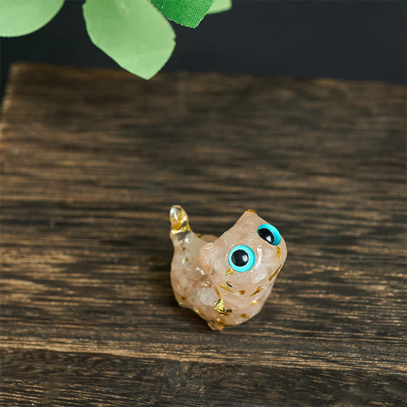 Buddha Stones Statua decorativa di cristallo a forma di gatto in resina con effetto di serenità - Cristallo rosa (36*32*22mm) - image 18