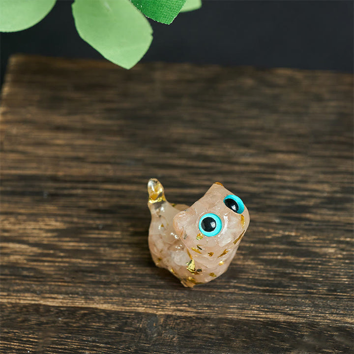 Buddha Stones Statua decorativa di cristallo a forma di gatto in resina con effetto di serenità - Cristallo rosa (36*32*22mm) - image 18