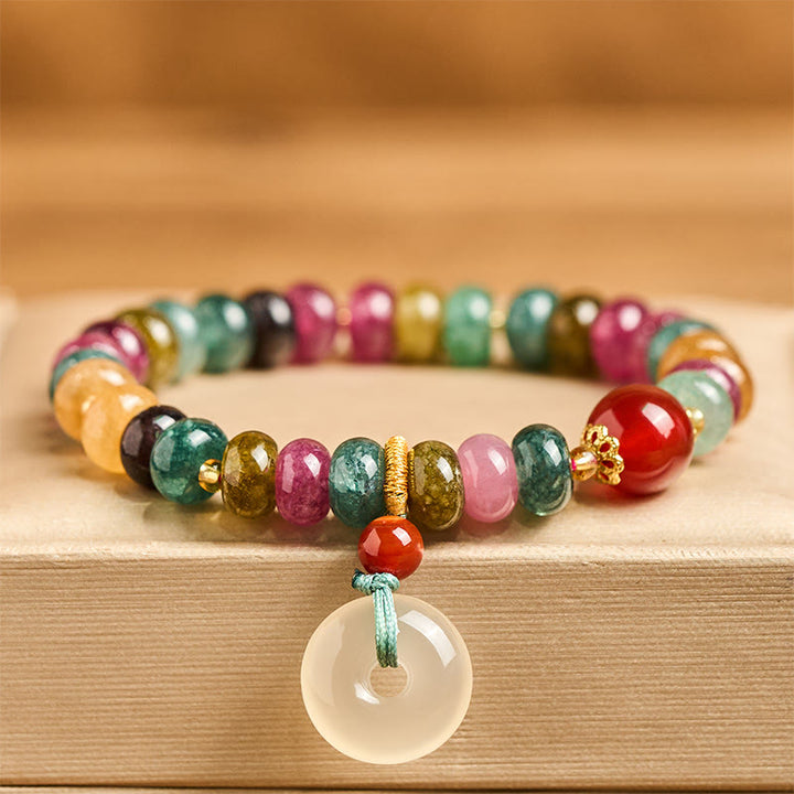 Bracciale Buddha Stones Peace Buckle Tormalina Calcedonio Amore - image 1