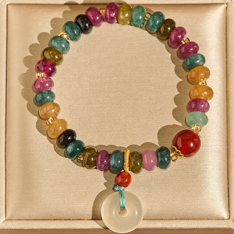 Bracciale Buddha Stones Peace Buckle Tormalina Calcedonio Amore - image 3