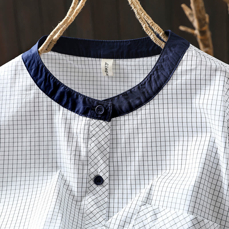 Camicia da donna in cotone a maniche lunghe con bottoni a contrasto e motivo a Buddha Stones - image 7