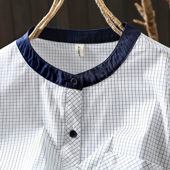 Camicia da donna in cotone a maniche lunghe con bottoni a contrasto e motivo a Buddha Stones - image 7