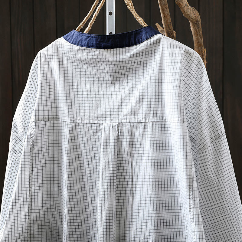 Camicia da donna in cotone a maniche lunghe con bottoni a contrasto e motivo a Buddha Stones - image 8