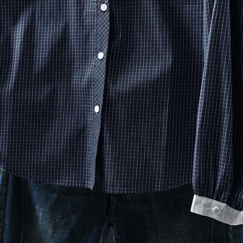 Camicia da donna in cotone a maniche lunghe con bottoni a contrasto e motivo a Buddha Stones - image 2