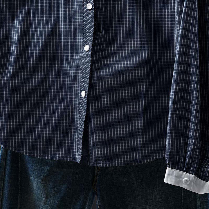 Camicia da donna in cotone a maniche lunghe con bottoni a contrasto e motivo a Buddha Stones - image 2