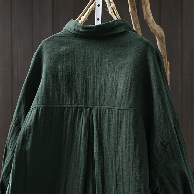 Camicia da donna in cotone a maniche lunghe con bottoni a contrasto e tasche Buddha Stones Fall - image 3