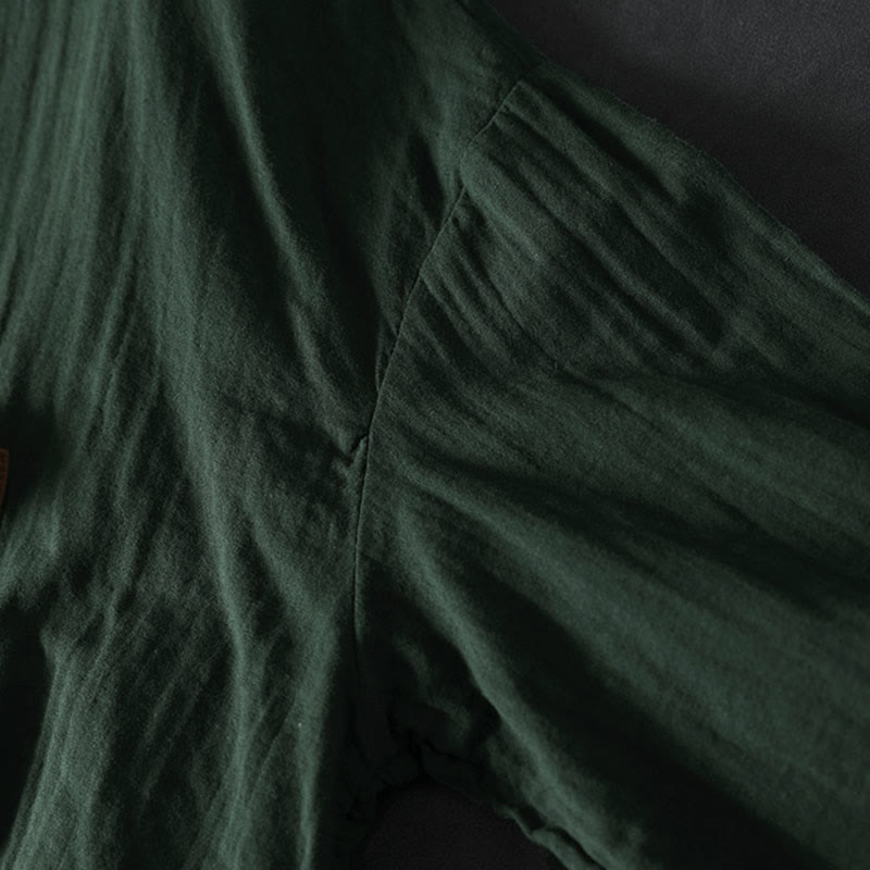 Camicia da donna in cotone a maniche lunghe con bottoni a contrasto e tasche Buddha Stones Fall - image 7