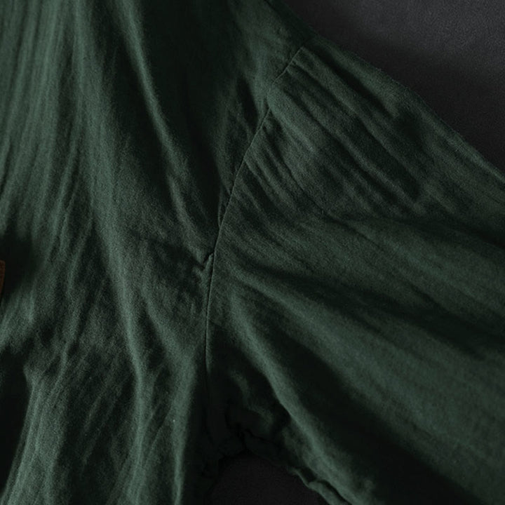 Camicia da donna in cotone a maniche lunghe con bottoni a contrasto e tasche Buddha Stones Fall - image 7