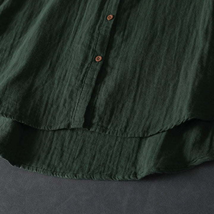 Camicia da donna in cotone a maniche lunghe con bottoni a contrasto e tasche Buddha Stones Fall - image 9