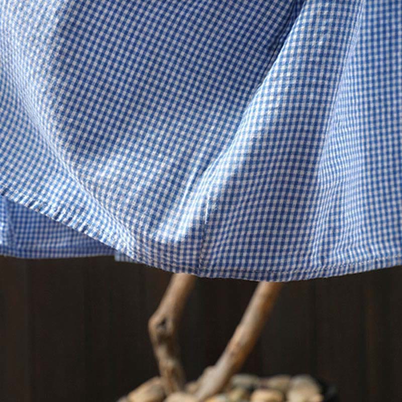 Camicia da donna in cotone a maniche lunghe con bottoni e motivo a quadri piccoli Buddha Stones Spring - image 9