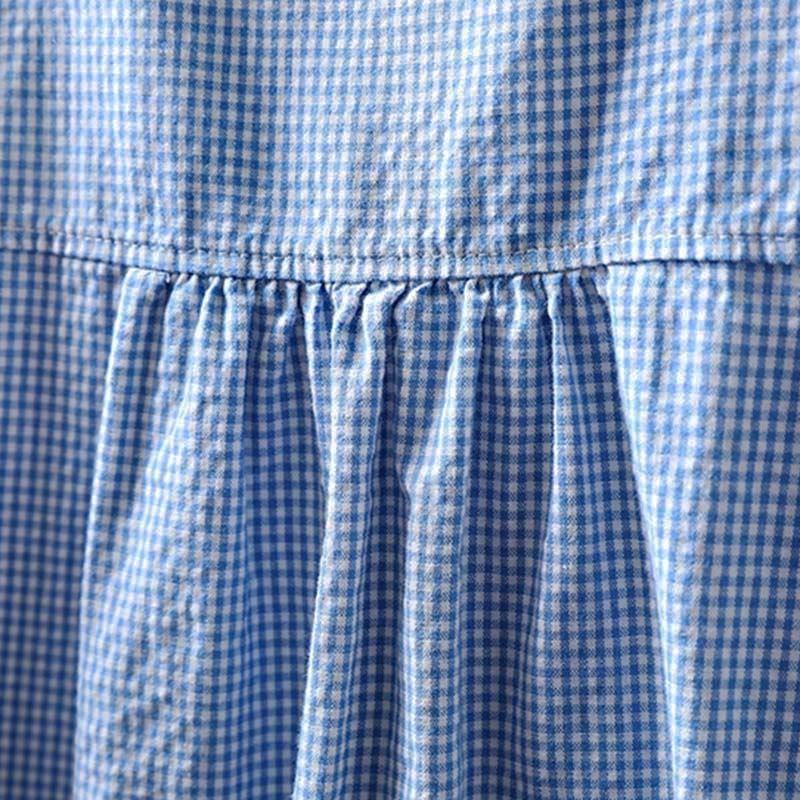 Camicia da donna in cotone a maniche lunghe con bottoni e motivo a quadri piccoli Buddha Stones Spring - image 5