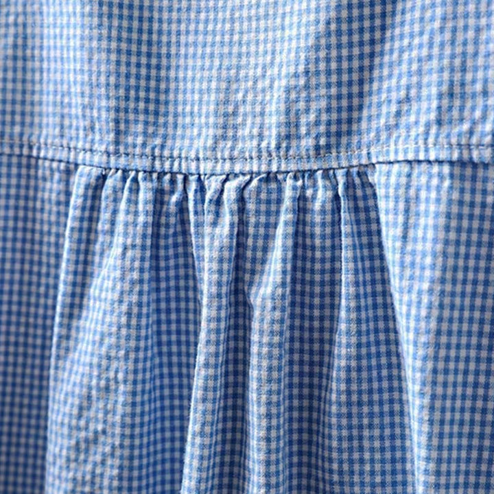 Camicia da donna in cotone a maniche lunghe con bottoni e motivo a quadri piccoli Buddha Stones Spring - image 5