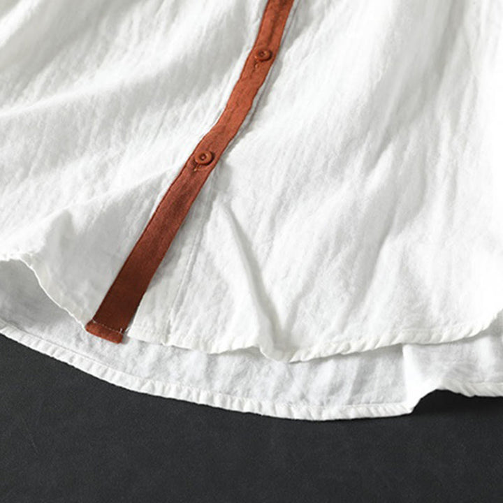 Camicia da donna in cotone a maniche lunghe con bottoni a contrasto Buddha Stones Spring - image 10