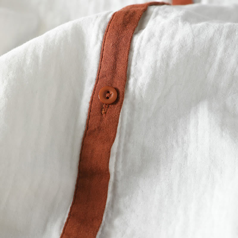 Camicia da donna in cotone a maniche lunghe con bottoni a contrasto Buddha Stones Spring - image 9