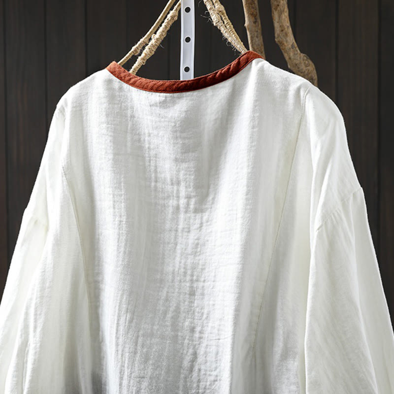 Camicia da donna in cotone a maniche lunghe con bottoni a contrasto Buddha Stones Spring - image 7