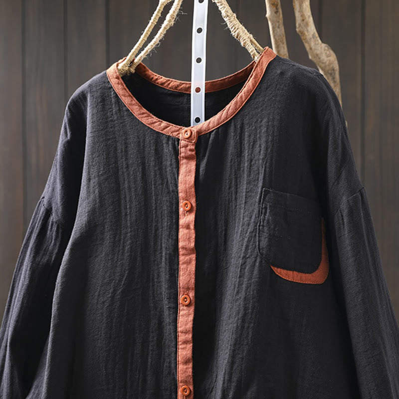 Camicia da donna in cotone a maniche lunghe con bottoni a contrasto Buddha Stones Spring - image 15