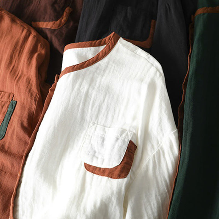 Camicia da donna in cotone a maniche lunghe con bottoni a contrasto Buddha Stones Spring - image 19