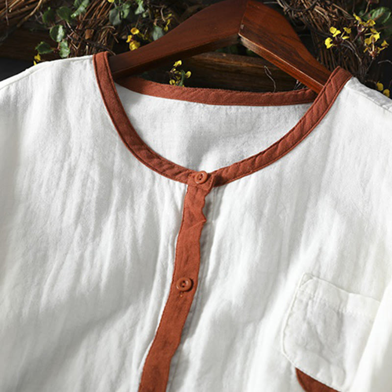 Camicia da donna in cotone a maniche lunghe con bottoni a contrasto Buddha Stones Spring - image 6