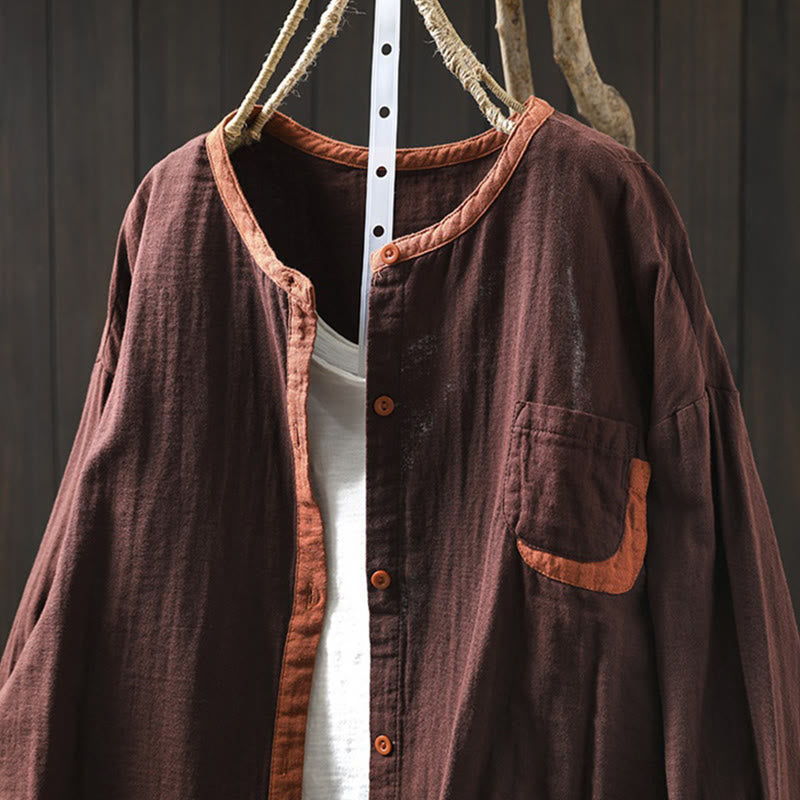 Camicia da donna in cotone a maniche lunghe con bottoni a contrasto Buddha Stones Spring - image 17